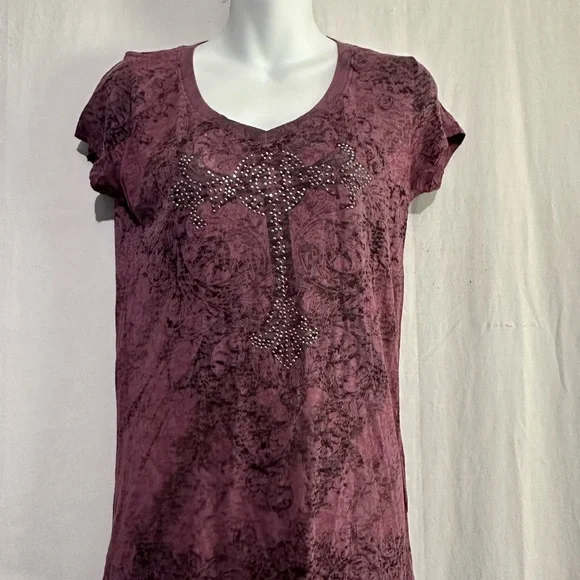 American Age purple Fitted Embellished T-Shirt, M - Picture 1 of 4